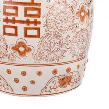 Double Happiness 18" Chinoiserie Ceramic Drum Garden Stool - JONATHAN Y